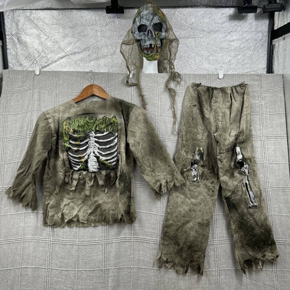 Swamp Skeleton Living Dead Zombie Halloween Costume Kids Size Small 4-6 3pc Set